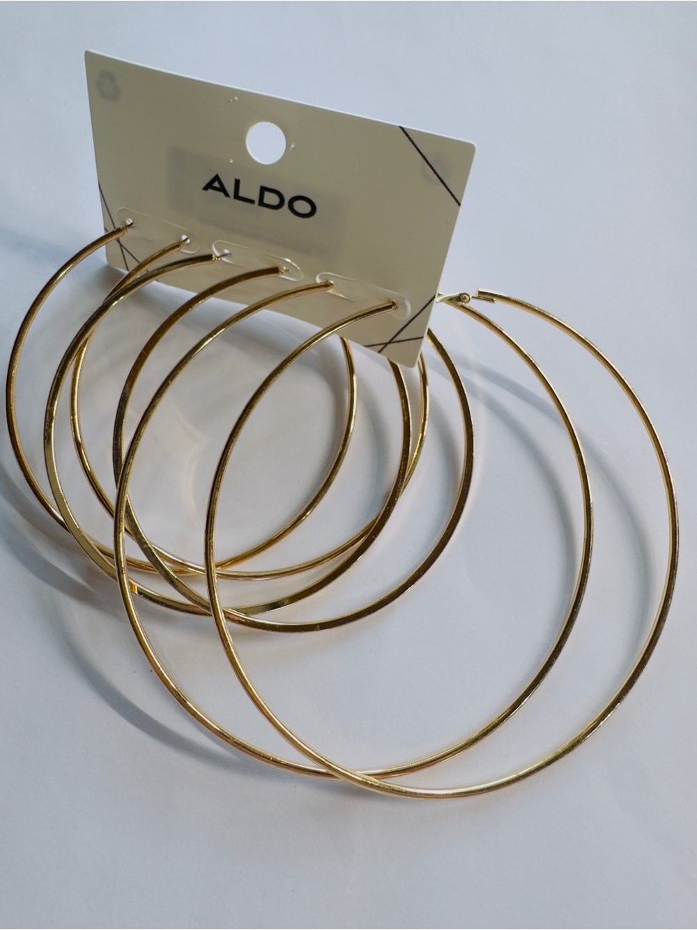 Aldo Shiny Gold Hoop Earring Set - 3 Pairs